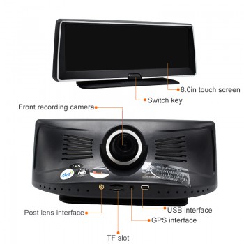 Bluavido 8IPS 4G Car DVR GPS Navigation Android ADAS FHD 1080P Dash camera Recorder Dual Lens Night vision Auto Video Registrar