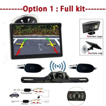 Koorinwoo Wireless New 5 Inch Car Monitor TFT LCD Screen HD Digital Color Car License plate Rear View Camera Kit Support VCD/DVD