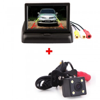 BYNCG 4.3 Inch TFT LCD Car Monitor Foldable Monitor Display Reverse Camera Parking System for Car Rearview Monitors NTSC