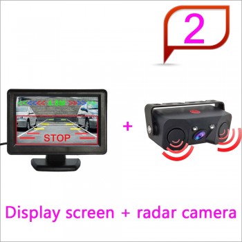 Car Reverse Parking Camera With Radar Sensor auto Rear View Cameras Night Vision Rear View Radar Parking Sensor 4.3 inch screen