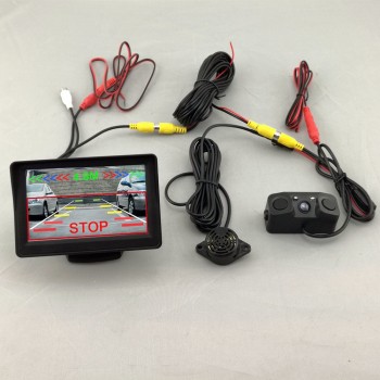 Car Reverse Parking Camera With Radar Sensor auto Rear View Cameras Night Vision Rear View Radar Parking Sensor 4.3 inch screen