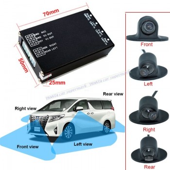 Car Parking Assistance 4-View Camera Switch Box System With 4PCS 360 Degree Rotation Universal Car Front/Side/Rear Cameras
