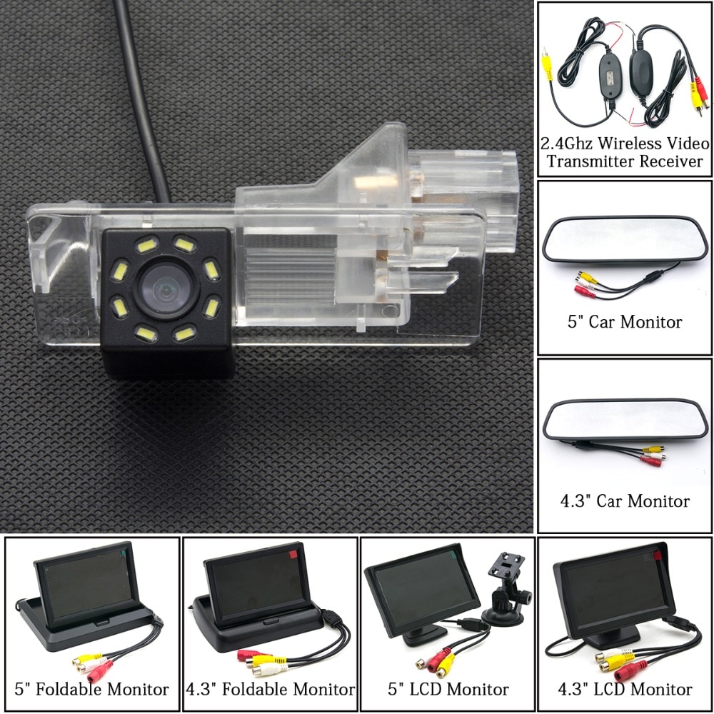 8LED Car Parking Rear View Camera 4.3 5 Mirror LCD Monitor Wireless For Renault Fluence 2013 2014 2015 Clio 4 Megane 3 Captur