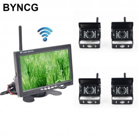 Rear View Camera for Trucks Wireless 4 Backup IR Night Vision Waterproof with 7 Monitor for RV Bus Parking Assistance System