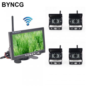 Rear View Camera for Trucks Wireless 4 Backup IR Night Vision Waterproof with 7 Monitor for RV Bus Parking Assistance System