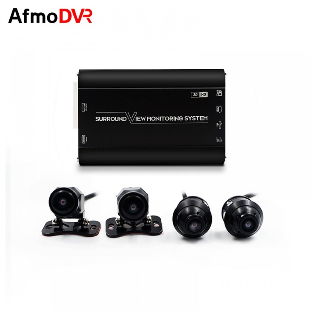 AfmoDVR Newest 3D 360 Degree HD Surround View Monitoring System Driving Bird View Panorama 4-CH 1080P Car DVR Recorder G-Sensor