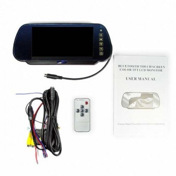 7-inch 16:9 TFT-LCD Widescreen Car Rear View Mirror Display Monitor with Touch Buttons (Black)