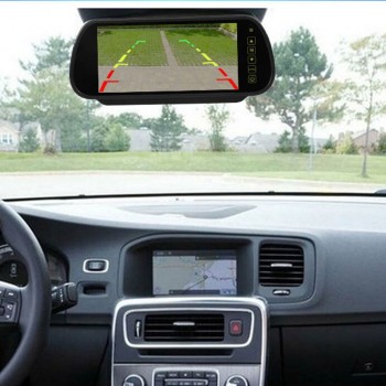 7-inch 16:9 TFT-LCD Widescreen Car Rear View Mirror Display Monitor with Touch Buttons (Black)