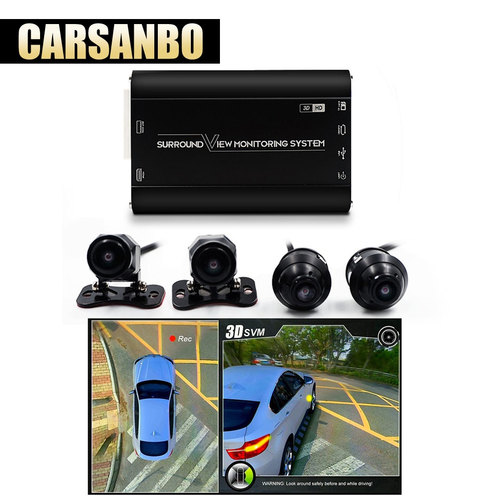 360 Degree HD Surround View Monitoring Panoram System with Front Rear Left Right Camera Bird View Parking Car DVR Universal