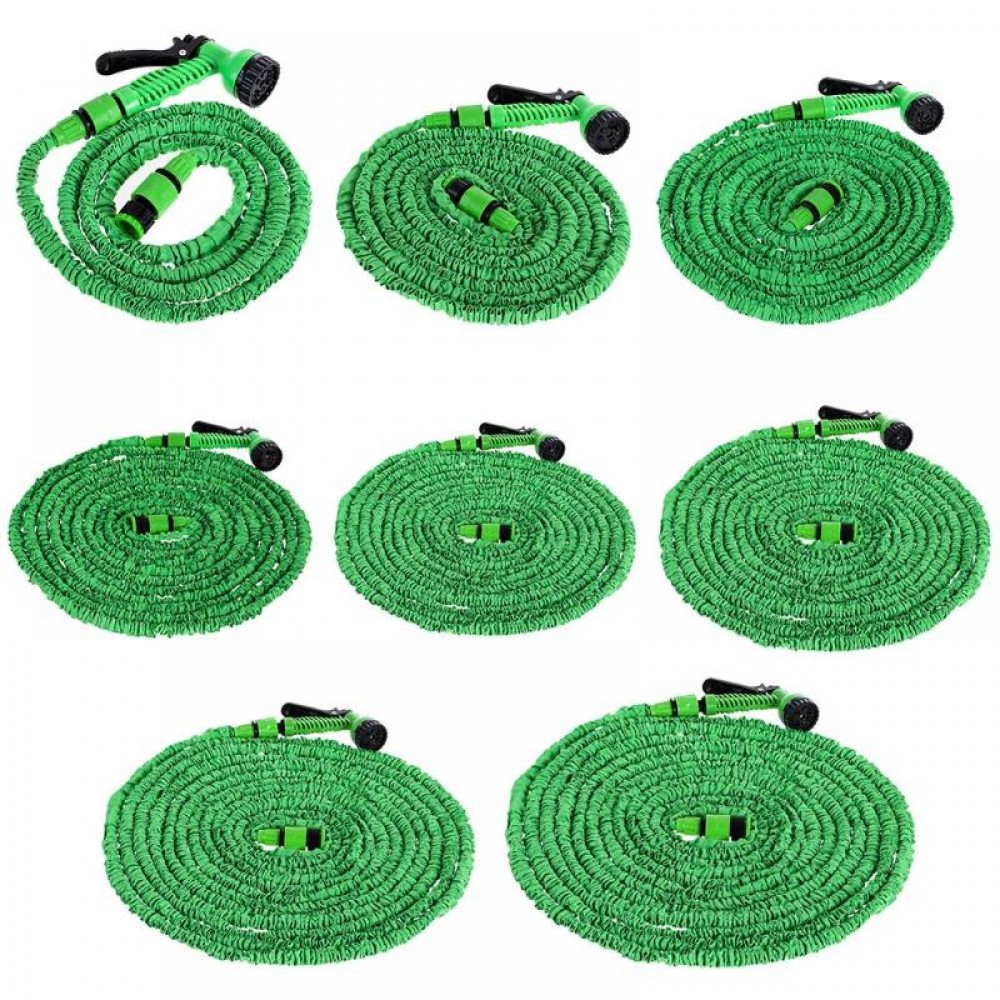 25/50/75/100/120/150FT Car Cleaning Washer Spray Water Gun Expandable Flexible Water Hoses Pipe Garden Watering Sprayer Green