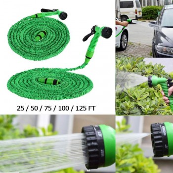 25/50/75/100/120/150FT Car Cleaning Washer Spray Water Gun Expandable Flexible Water Hoses Pipe Garden Watering Sprayer Green