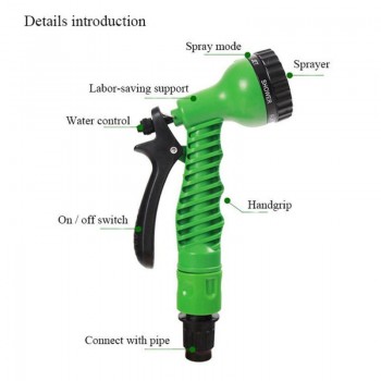 25/50/75/100/120/150FT Car Cleaning Washer Spray Water Gun Expandable Flexible Water Hoses Pipe Garden Watering Sprayer Green