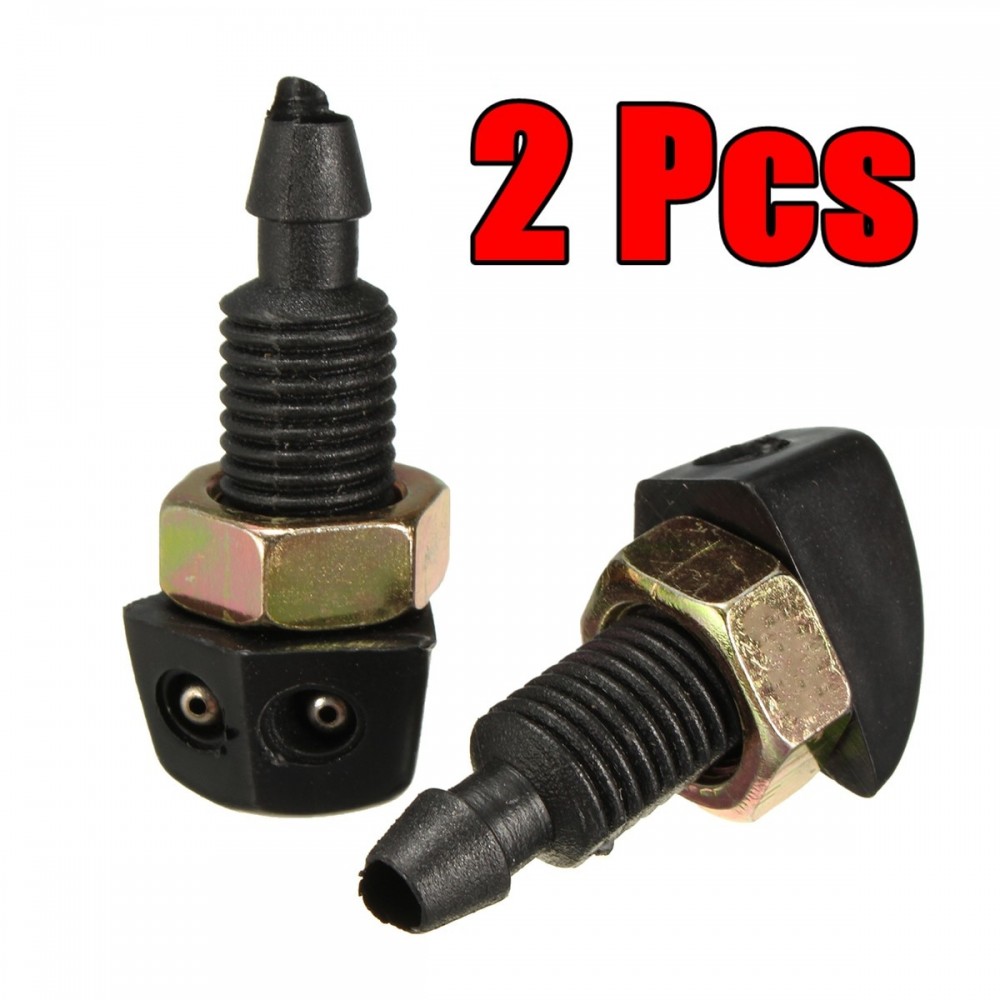 Car Vehicle Front Windshield Washer Sprayer Nozzle Plastic Black 2 pcs Universal