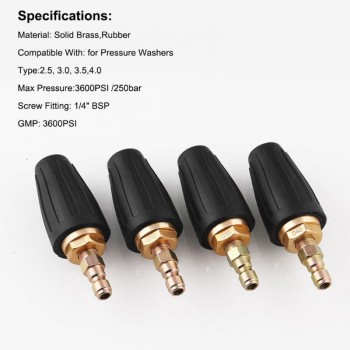 VODOOL Car High Pressure Washer Rotating Turbo Nozzle Spray 3600PSI 2.5-4.0 With 1/4 Quick Connector Auto Washing Cleaning Tool