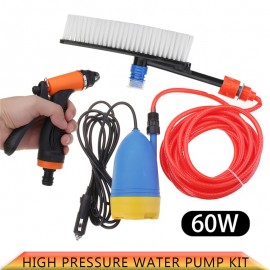 12V 60W Car wash Brush Washer Kit High pressure cleaner electric water pump washing machine Set universal for Home