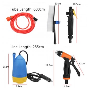 12V 60W Car wash Brush Washer Kit High pressure cleaner electric water pump washing machine Set universal for Home