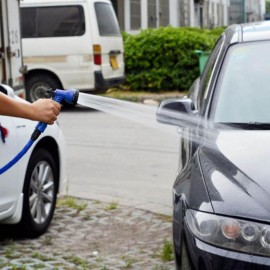 1Pcs Universal Blue Multifunction Garden Hose Expandable Flexible Plastic Hoses Water Pipe with Spray Gun Car Washer