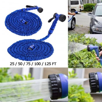 1Pcs Universal Blue Multifunction Garden Hose Expandable Flexible Plastic Hoses Water Pipe with Spray Gun Car Washer