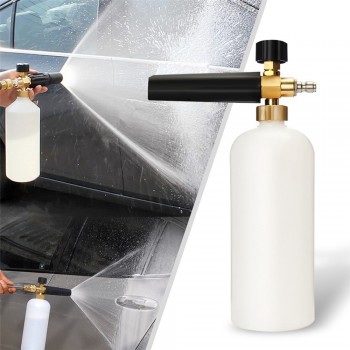 1L Adjustable Snow-Foam Lance Cannon with 1/4 Quick Connect Adapter Dirt Grease For Pressure Washer Removes Spray Pattern