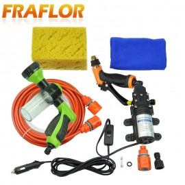Household Self-priming Electric Car Washing Washer Machine 12V Car Washer Pump Cleaner + 8 Pattern Foam Water Gun [Package 2]