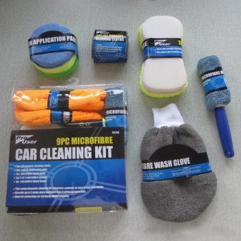 9Pcs/set Car Cleaning Tool Kit Washing Tool Sponge+ Glove+ Towel+ Wheel Brush Professional Car Window Care Cleaning Tools Kit