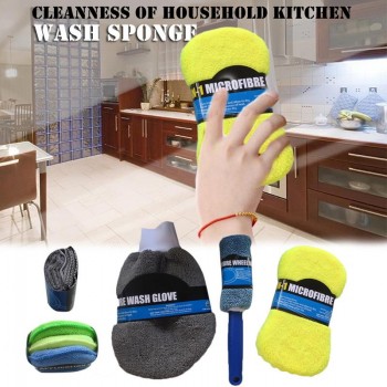 9Pcs/set Car Cleaning Tool Kit Washing Tool Sponge+ Glove+ Towel+ Wheel Brush Professional Car Window Care Cleaning Tools Kit