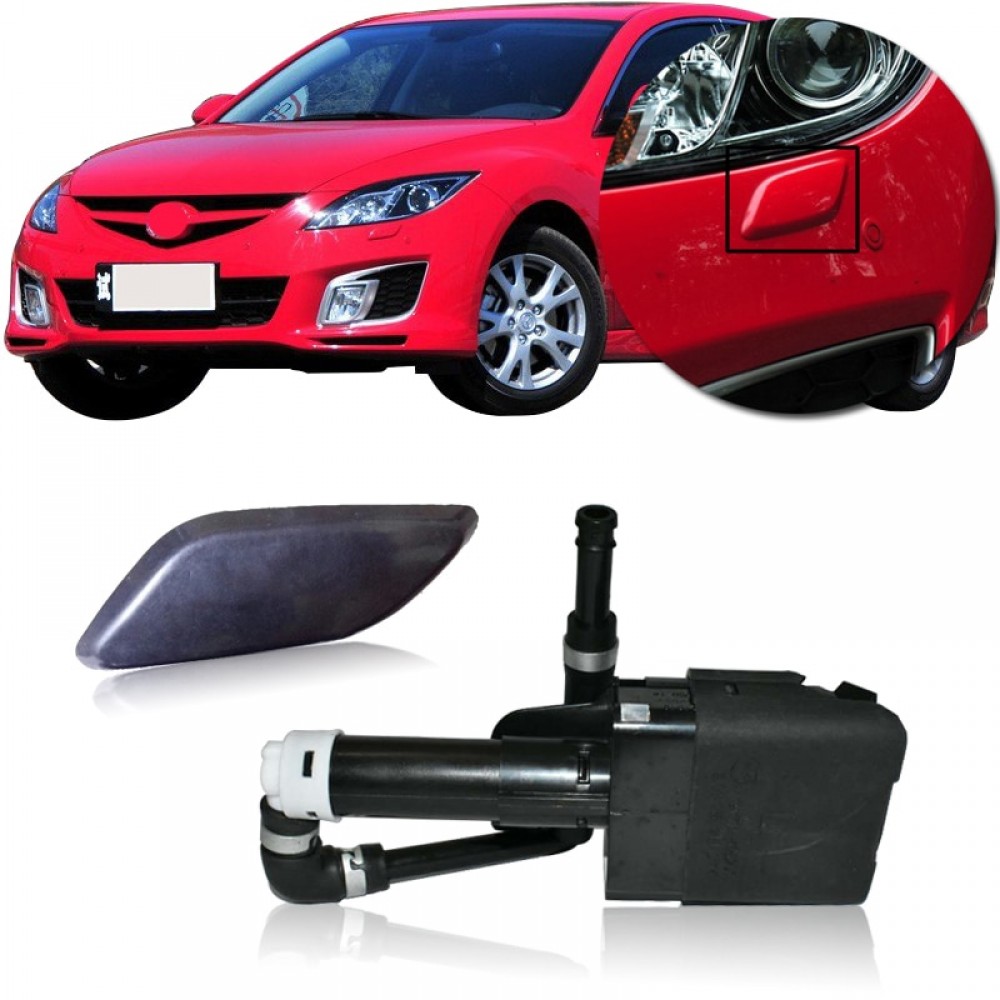 CAPQX headlight washer nozzle and cover for Mazda 6 / M6 2007 2008 2009 2010 headlamp water spray nozzle washer Actuator amp;  cap