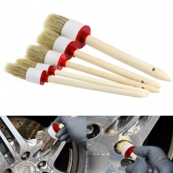 New Arrival 5Pcs Soft Car Detailing Brushes for Cleaning Dash Trim Seats Wheels Wood Handle ap10Sep 21