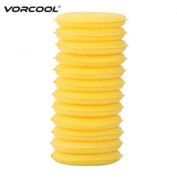 VORCOOL 12Pcs Waxing Polish Wax Foam Sponge Applicator Pads Cars Vehicle Glass 10CM Yellow Clean Sponge Cleaning Tool Car Care