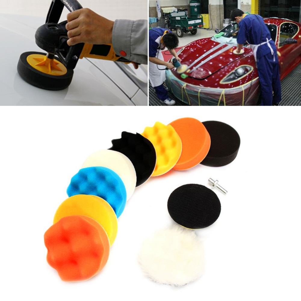 11Pcs 3567Car Polish Pad Sponge Buffing Polishing Waxing Pad Kit Car Auto Polisher Buffer with Drill Adapter wax pad