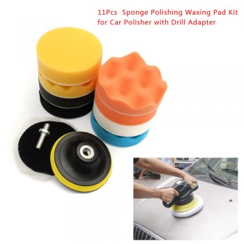 11Pcs 3567Car Polish Pad Sponge Buffing Polishing Waxing Pad Kit Car Auto Polisher Buffer with Drill Adapter wax pad