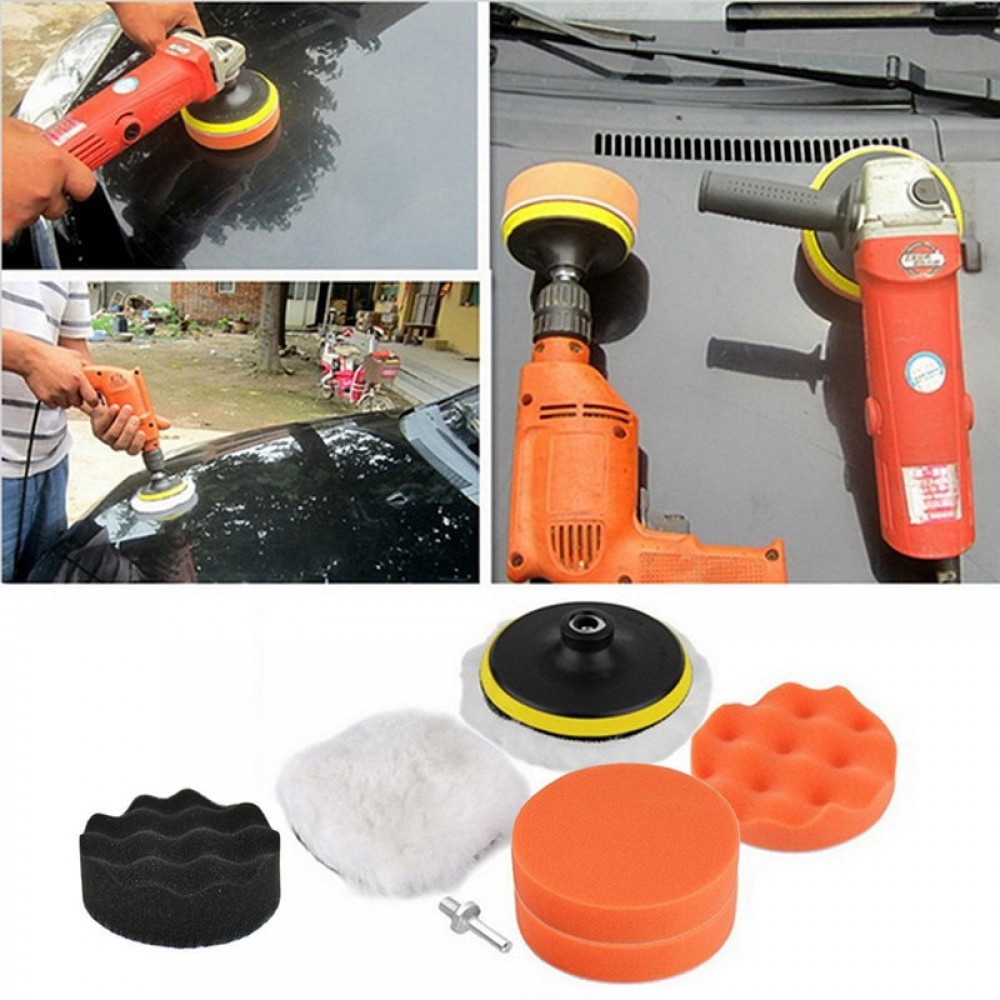 A set of Durable 3 Buffer Pad Set Kit+Drill Adapter For Car polish Tool Car Care Kit Automotive Care Supplies Auto Car cleaning