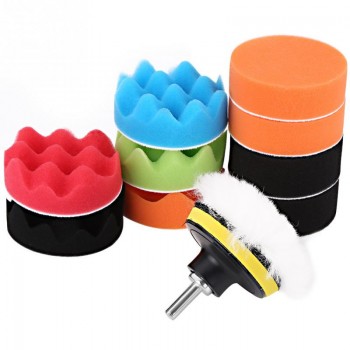 12Pcs 3 Inch Car Polishing Pads Sponge Buffing Polishing Pad Kit for Car Polisher with Drill Adapter Buffing Car Accessories