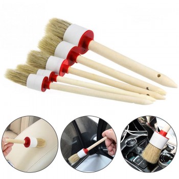 1PC Car Cleaning Brush Soft Bristle Wood Handle for Interior Dashboard Rims Wheel Air-Conditioning Engine Wash Car Cleaning Tool