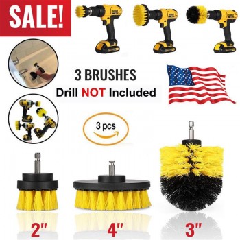 AOZBZ 3Pcs Round Full Electric Bristle Drill Brush Rotary Cleaning Tool Set Scrubber Cleaning Tool Brushes Car Wash Tool
