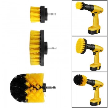 AOZBZ 3Pcs Round Full Electric Bristle Drill Brush Rotary Cleaning Tool Set Scrubber Cleaning Tool Brushes Car Wash Tool
