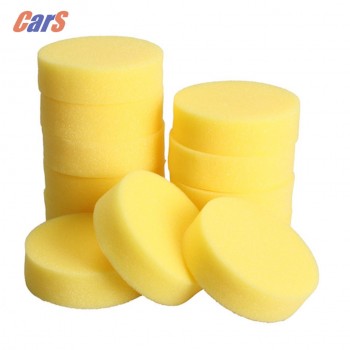12Pcs/Lot Yellow Car Cleaning Wax Sponges Round Car Polish Wax Foam Sponges Pads for Car Care Clean Tool