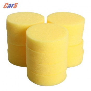 12Pcs/Lot Yellow Car Cleaning Wax Sponges Round Car Polish Wax Foam Sponges Pads for Car Care Clean Tool