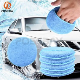 POSSBAY 1/5PCS Blue Round Soft Microfiber Car Wax Applicator Pads Polishing Sponges For Apply And Remove Wax Car Accessories