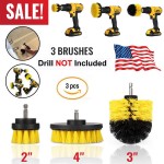 3Pcs Round Full Electric Bristle Drill Brush Rotary Cleaning Tool Set Scrubber Cleaning Tool Brushes