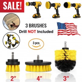 3Pcs Round Full Electric Bristle Drill Brush Rotary Cleaning Tool Set Scrubber Cleaning Tool Brushes