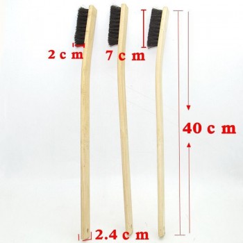1Pc 40cm Car Engine Tire Wheel Rim Cleaning Brush Long Bamboo Handle Natural Bristl Auto Detailing Washer