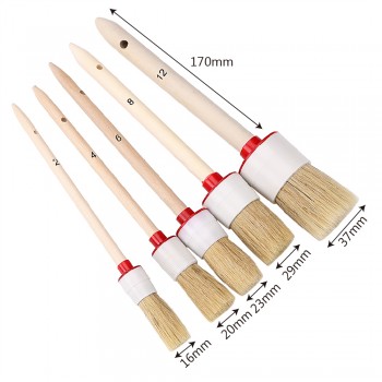 Car Brush Soft Bristle Wood Handle Auto Care for Interior Dashboard Rims Wheel Air-Conditioning Engine Wash Auto Detailing