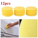 12pcs Yellow Waxing Polish Wax Foam Sponge Applicator Pads Cars Vehicle Glass Clean