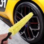 Car Tool Tire Rim Cleaner Car Sponge Black Plastic Handle Wheel Rim Tire Washing Cleaning Scrub Brush