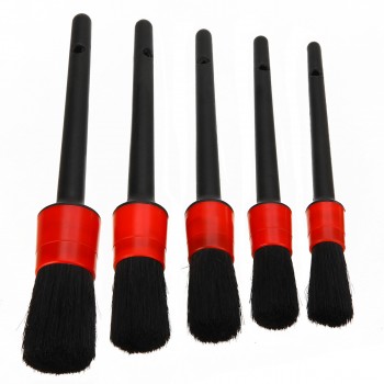 Car Cleaning Tool 5pcs Natural Boar Hair Car Detailing Brushes Set For Car Interior Gap Rims Dashboard Wheel Air Vent Trim