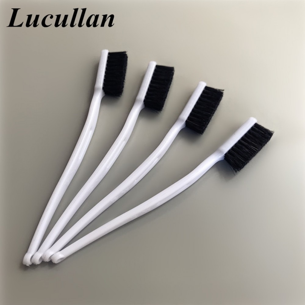 Lucullan 4 Pack Mini Portable Boars Hair Bristles Brush Car Instrument Panel Seams,Wheels, Grill, Emblem/Badge Mouldings Brush