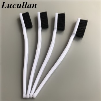 Lucullan 4 Pack Mini Portable Boars Hair Bristles Brush Car Instrument Panel Seams,Wheels, Grill, Emblem/Badge Mouldings Brush