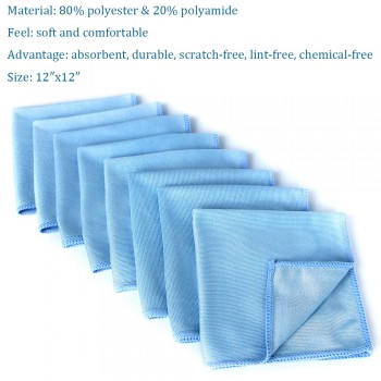 8 Pcs/Pack Auto Shine Microfiber Glass Cleaning Towels Stainless Steel Polishing Shine Cloth Window Windshield Cloth
