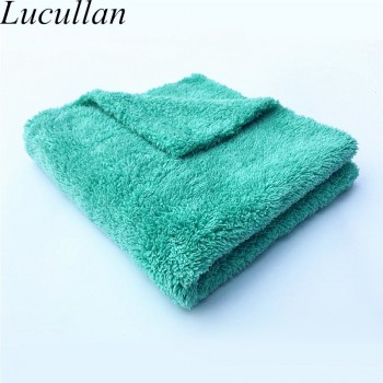 Free Shipping 10 PCS 16X16 380GSM Blueamp;Green Microfiber Edgeless Towel No Scratch Plush Cloth For Car Detailing and Dusting